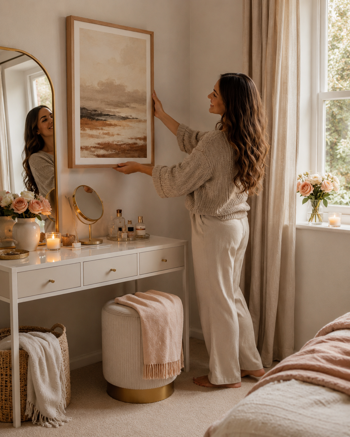 Famous painting print displayed in a decorated room