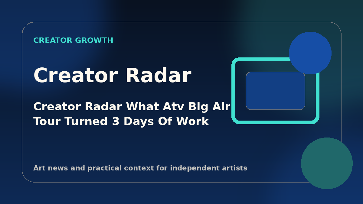 Branded graphic showing digital timer icons, artwork inventory lists, and ChatGPT software interfaces for creative artists.