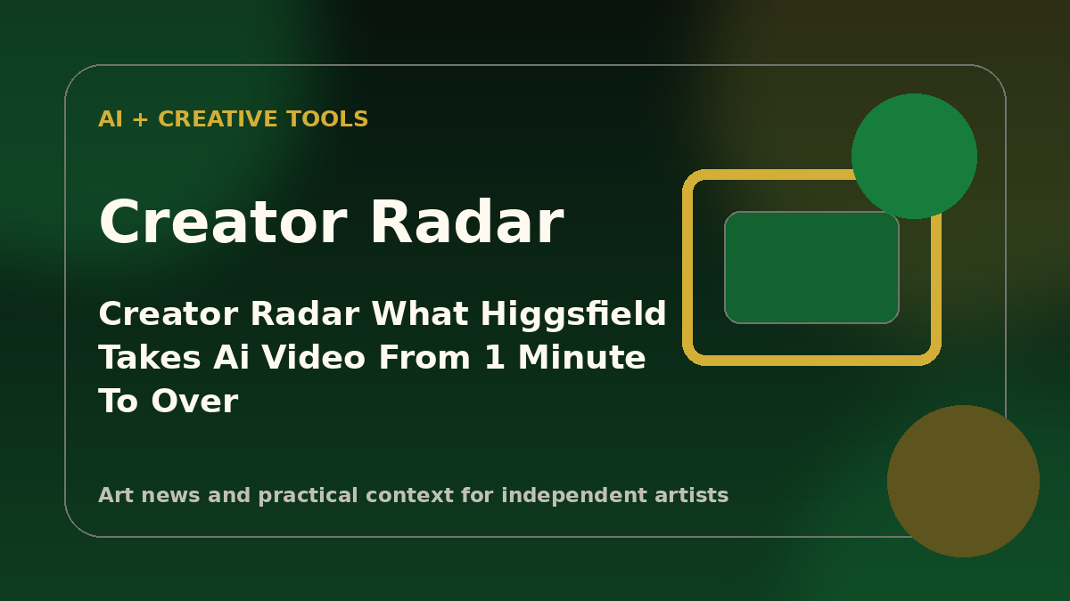 Editorial graphic showing digital video timelines and canvas displays representing AI tools for independent artists