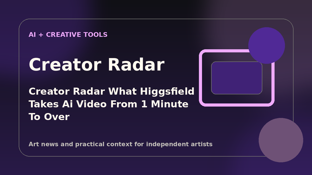 Editorial graphic showing a modern video editing interface displaying a long-form studio art presentation.