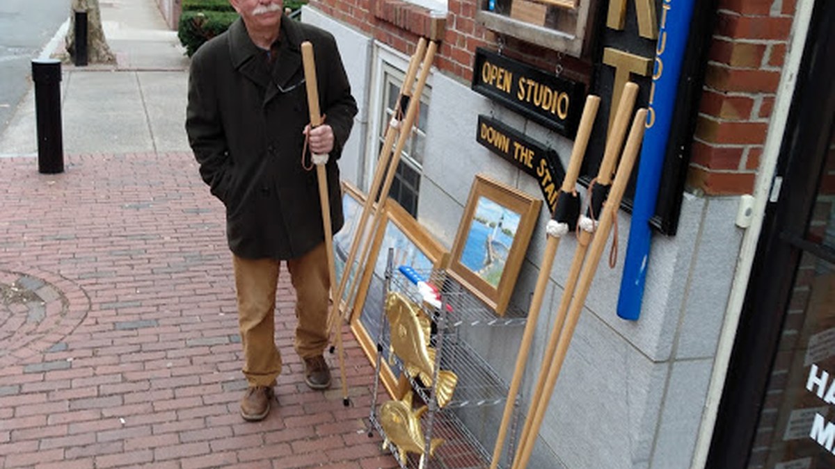 John Pydynkowski, local Plein Air artist and woodcrafter. photographed at his studio, outside, (pic6o9).jpg — licensed editorial image